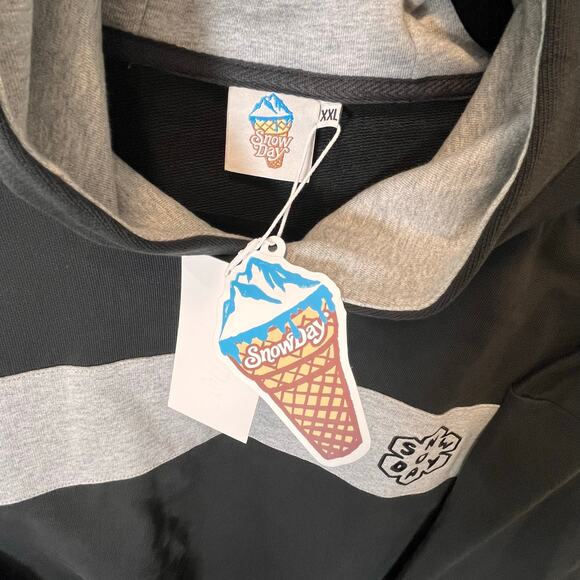 •NWT• SNOWDAY WORLDWIDE “Slicing Head” HOODIE Black W/ CHEST PATCH • MENS 2XL - Picture 1 of 13